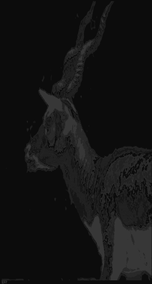 ASCII art output van de blackbuck afbeelding